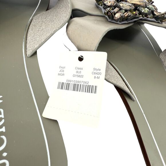 J. Crew Cyrpus Sandals Women's 8 Gray Leather Jeweled Flat Slide C6420 HTF NWT - Picture 12 of 16